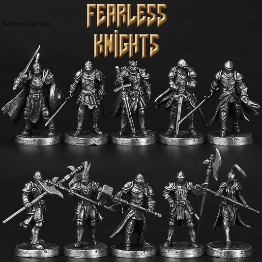 White Brass War Legions Fearless Knight Soldier Models Miniature Figurine Collections Metal Chess Piece Table Game Ornament Gift