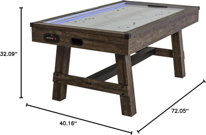 72" Austin Air Hockey Table - LED Rails - Modern Walnut Finish - Electronic Scoring